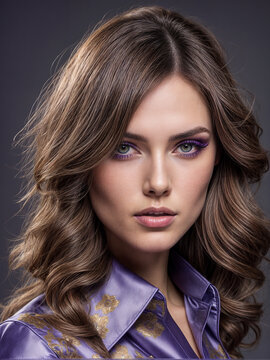 Beautiful fashion woman model in photo studio