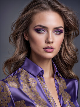 Beautiful fashion woman model in photo studio