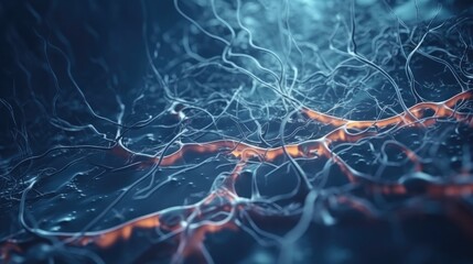 3D Cell Synapse Neuron Human Brain - obrazy, fototapety, plakaty