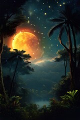 a moon light. night scene background, AI generated.