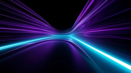 Fluorescent Purple and Blue Curved Pattern Isolated on a Black Background