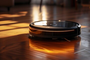 Robotic vacuum cleaner in a modern home