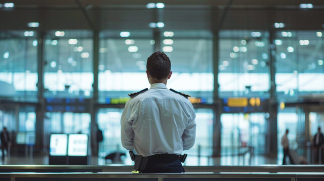 airport officer waiting to check passenger