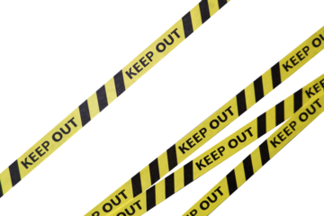 Keep out, police line, Caution lines isolated. Warning tapes. Danger signs.