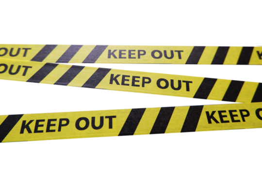 Keep out, police line, Caution lines isolated. Warning tapes. Danger signs.