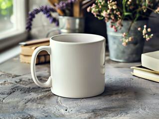 white cup of coffee on table.