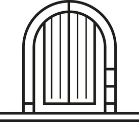 Stone work Doorway Thin Line Icon  Gothic windows outline set. Silhouette of vintage stained glass church frames.