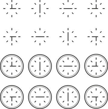 Clock icon set. Time clock icons collection. Line clocks symbol isolated on white background