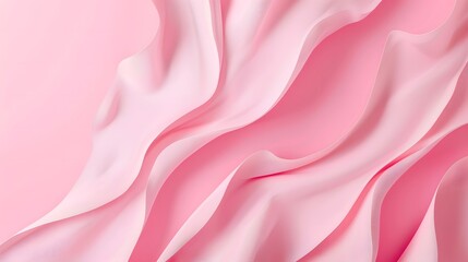 Elegant pink satin fabric with fluid waves. Close-up shot with soft focus. Feminine and fashion concept for design and print, suitable for luxury background or textile design