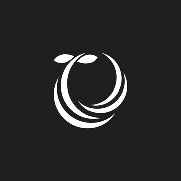 Organic Leaf Circle Simple Emblem Logo Template