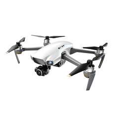 Modern drone with camera isolated on transparent background. PNG Generative AI