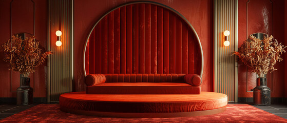 Regal front-focused velvet podium luxurious backdrop