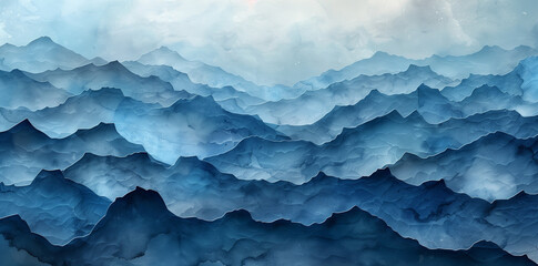 Abstract blue watercolor waves background with artistic texture, ideal for creative design projects
