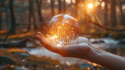 A hand reaching out to touch a floating orb representing the connection between the physical and metaphysical realms.