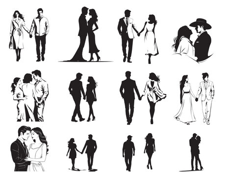 Couple silhouettes illustration vector image