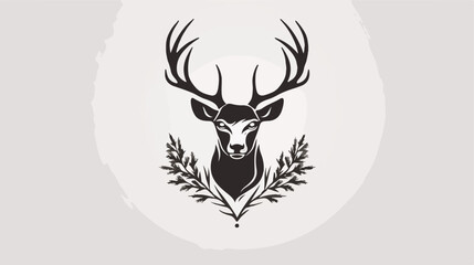 Vector hand drawn deer head logo tattoo. illustrati