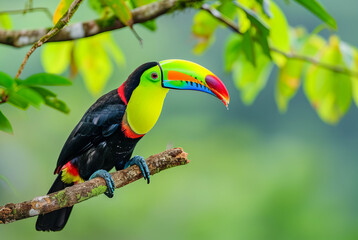 Fototapeta premium Rainbow-billed Toucan Ramphastos sulfuratus, World Wildlife Day, March, animal concept, generative ai