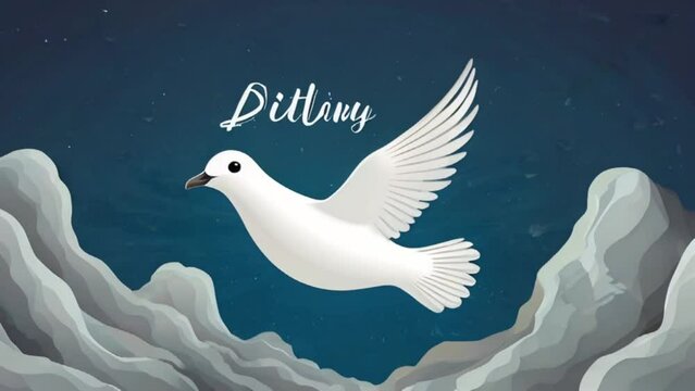 international peace day animation with dove flying created with generative ai.