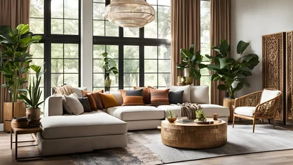 Cercles muraux Style bohème Relaxed Bohemian Vibes: Cozy Living Room Design Ideas