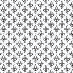 Fleur de lis black white seamless pattern - obrazy, fototapety, plakaty