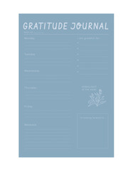 Gratitude Journal planner. (Happiness) Minimalist planner template set. Vector illustration.