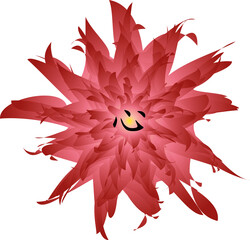 Carácter chino (corazón) con fondo color rojo-carmin en forma de flor exótica.