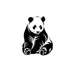 Stylized Giant Panda Illustration. A striking monochrome vector illustration of a sitting giant panda, designed in a bold and simplistic style.