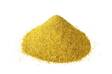  heap of Coriander Seeds powder also known in india as Dhana or dhaniya powder,isolated in cutout...