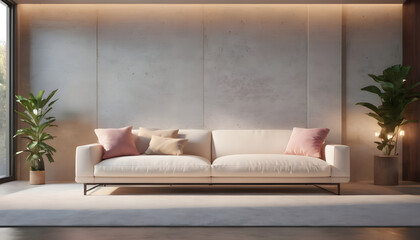 White sofa wall Minimalist loft urban home interior design of modern living room 9