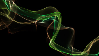 Luminous magic green neon wave, abstract light effect illustration. Futuristic light effect . Stripes bright sparkling background.