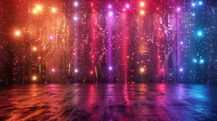 Shimmering curtains of lights and sparkles - Dreamy stage with curtains of light creating a magical, festive celebration atmosphere
