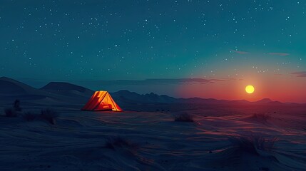 Starlit desert night camping expedition