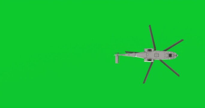 Military Helicopter Flying,Bottom View  Isolated on Green Screen,4K Video Element