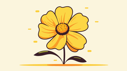 Yellow flower in the style of childrens drawing. ve