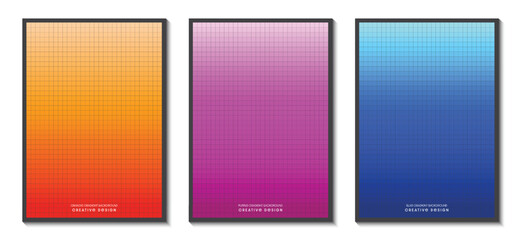 Halftone gradient bright colors abstract mosaic pattern graphic background. Colors blue, purple, orange