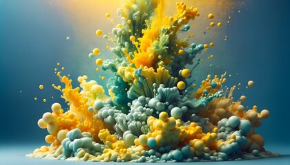 Abstract Dissolution of Yellow-Green Paint Drops on a Blue Background.





 - obrazy, fototapety, plakaty