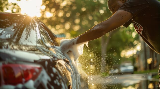 Man washing car, AI generated Image