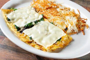 A view of a spinach omelet.