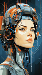 Futuristic Cyborg Woman Illustration

