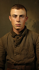 Obraz premium Vintage Style Portrait of Young Man with Intense Gaze