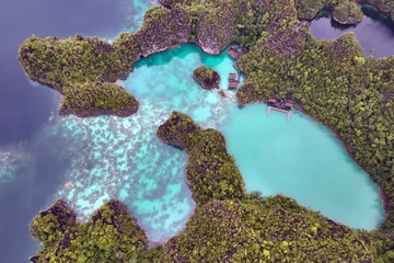 Foto op Canvas Turquoise tropical lagoons on Piaynemo in Indonesia's Raja Ampat, West Papua © Rhett Ayers Butler