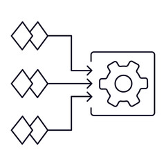 Input Processing. Data Dynamo: Streamlined Input Processing for Enhanced Efficiency. Vector Editable Stroke Icon.
