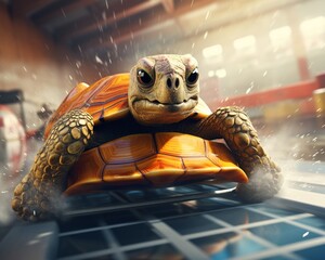Speedy turtle on turbo - obrazy, fototapety, plakaty