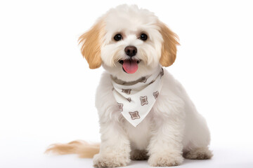 Obraz premium Cavachon Dog sitting with a Bandana for Mock Up . generative ai