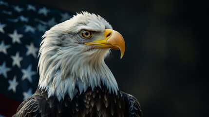 A proud American eagle sits on a branch. AI generated