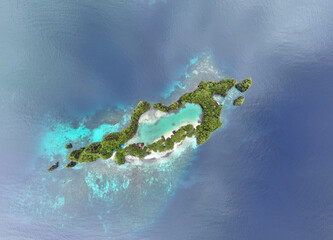 Tropical lagoon on Rufas Island near Piaynemo in Indonesia's Raja Ampat