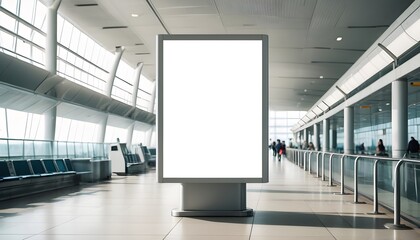 Mock up of white blank light box in airport - obrazy, fototapety, plakaty