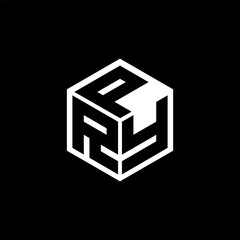 RYP letter logo design with black background in illustrator, cube logo, vector logo, modern alphabet font overlap style. calligraphy designs for logo, Poster, Invitation, etc.