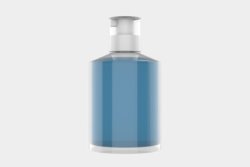 Clear Cosmetic Pump Bottle Mockup Isolated On White Background. 3d illustration