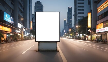 a blank billboard with copy space for text or content, mockup of a blank billboard in a big night city. Space for your ad.